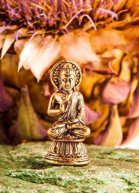 Miniaturfigur, Segnender Buddha, Messing, 3,2 cm