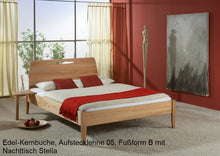 Lade das Bild in den Galerie-Viewer, Einhaengetisch halbrund fuer Bett, Massivholz, Ambiente
